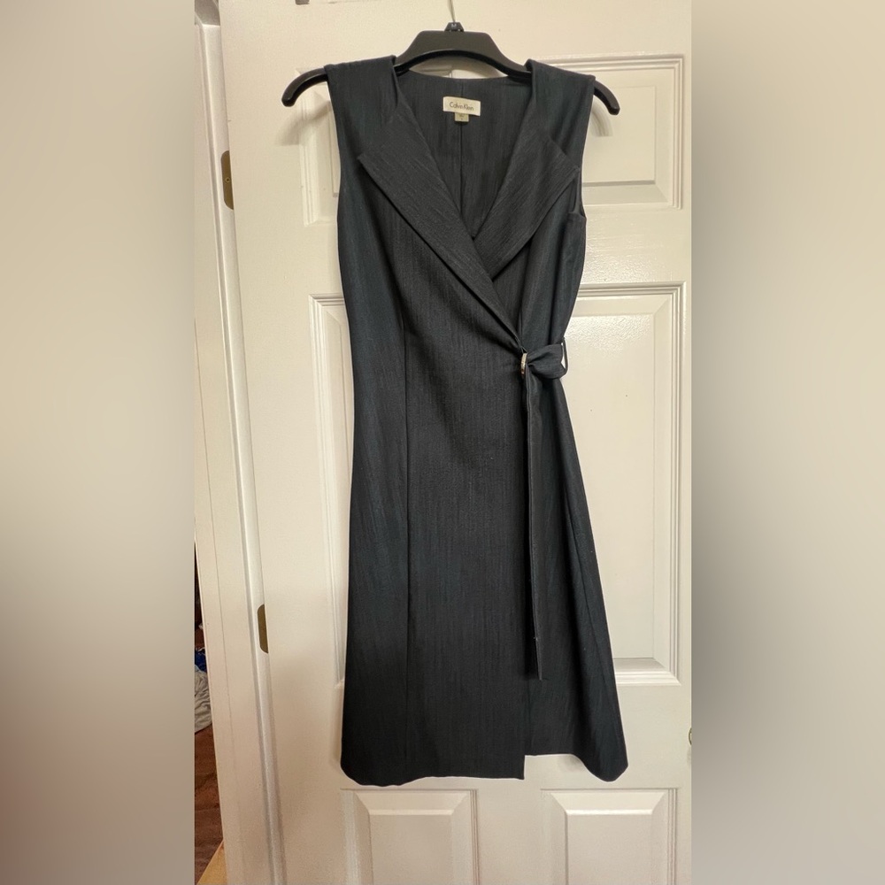 Calvin Klein Denim-like Blue Wrap Dress